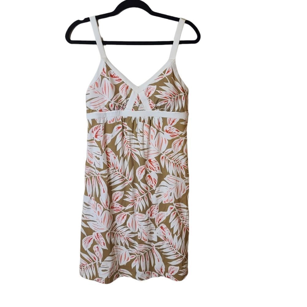 Tommy Bahama Tan Pink White Floral Beach Dress Small